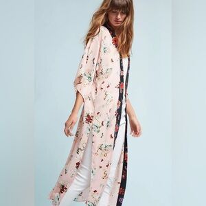 Anthropologie Azalea Robe Kimono One Size Floreat Pink Floral